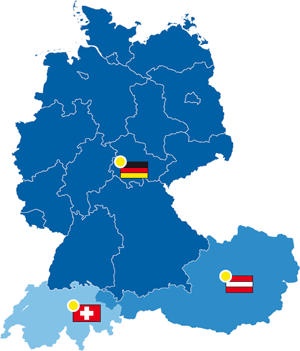 Landkarte - Deutschland, Österreich und der Schweiz